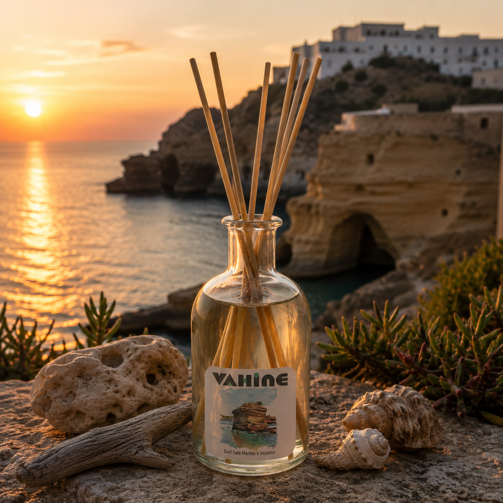 VAHINE Nave di Terra Oud, Sale Marino & Incenso 250ml - profumatore ambiente con bastoncini