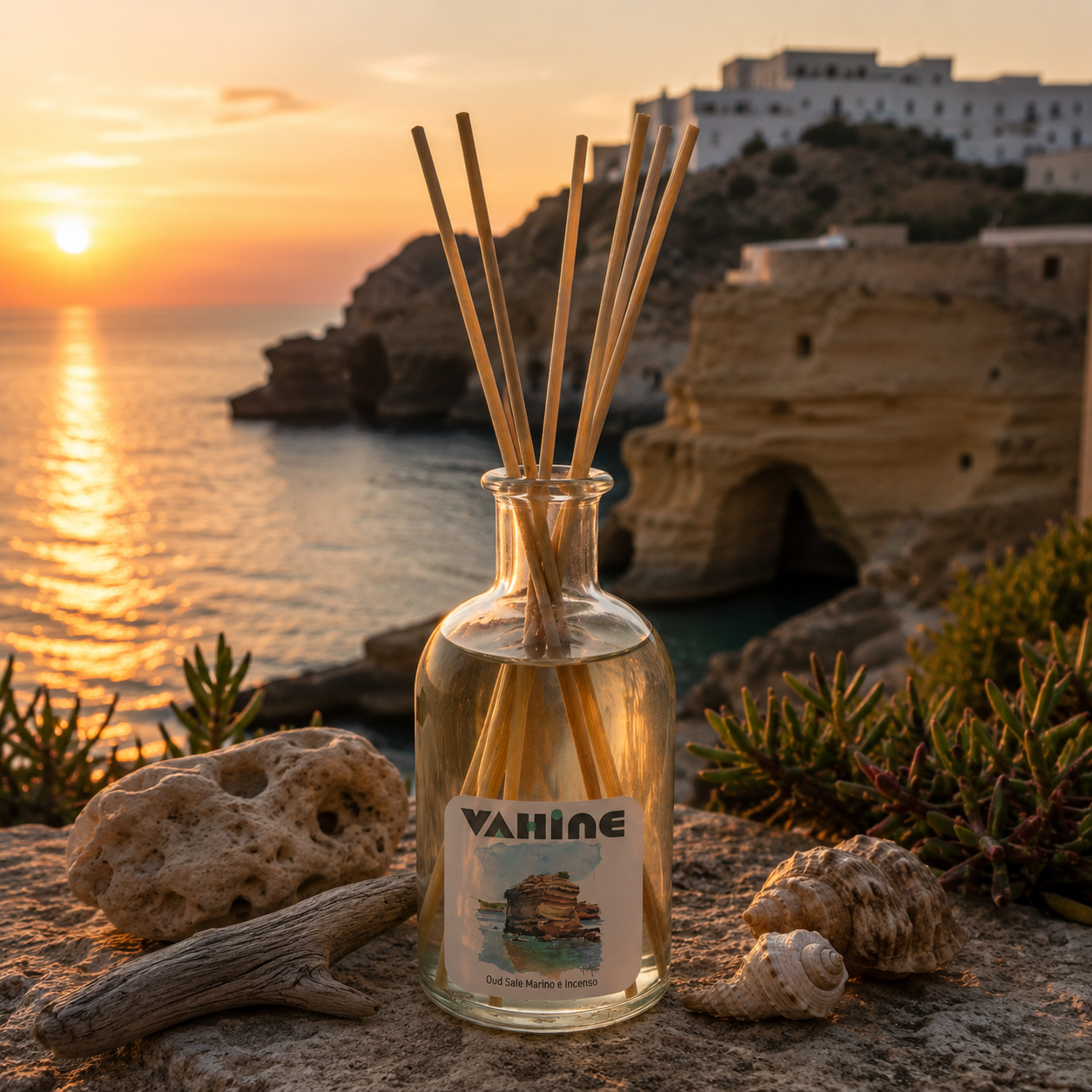 VAHINE Nave di Terra Oud, Sale Marino & Incenso 250ml - profumatore ambiente con bastoncini