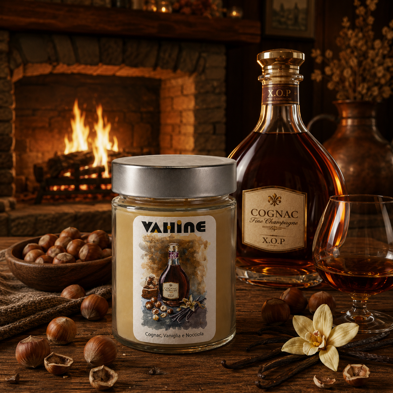 VAHINE Cognac, vaniglia, Nocciola 275g - candela profumata