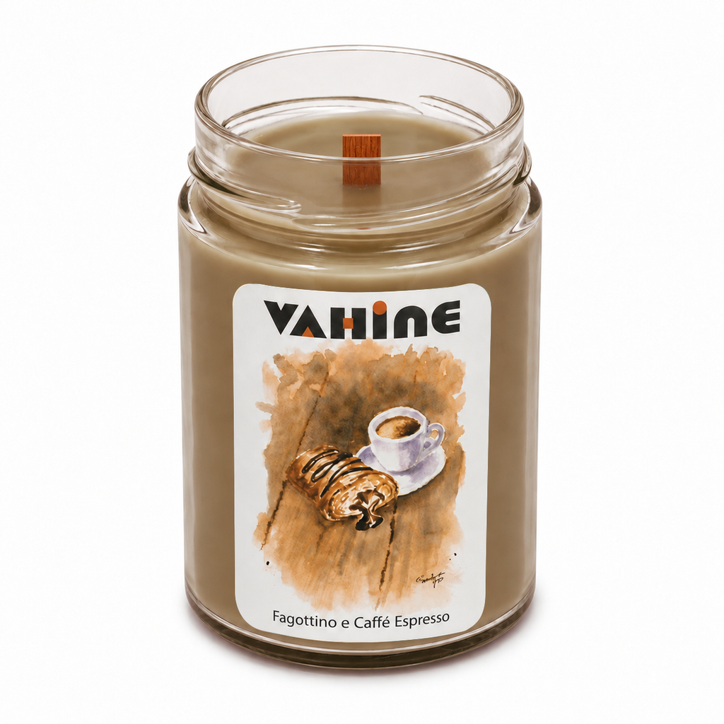 VAHINE "Fagottino e Caffè Espresso" 275g - candela profumata stoppino in legno