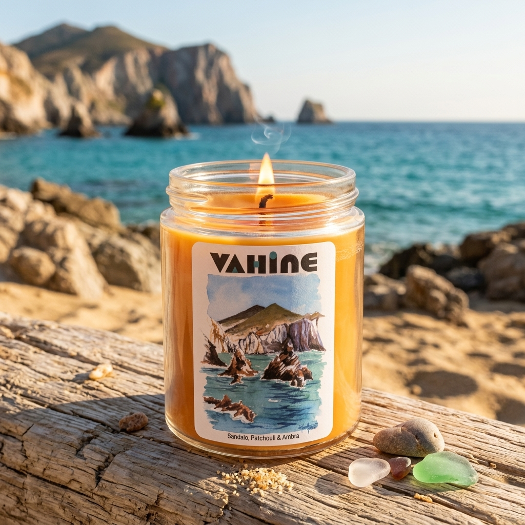 VAHINE Faraglioni di Lucia Rosa Sandalo, Patchouli & Ambra 275g - candela profumata