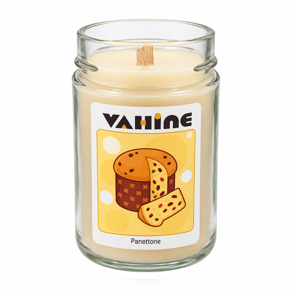 VAHINE “Panettone” 275g - candela profumata con stoppino legno
