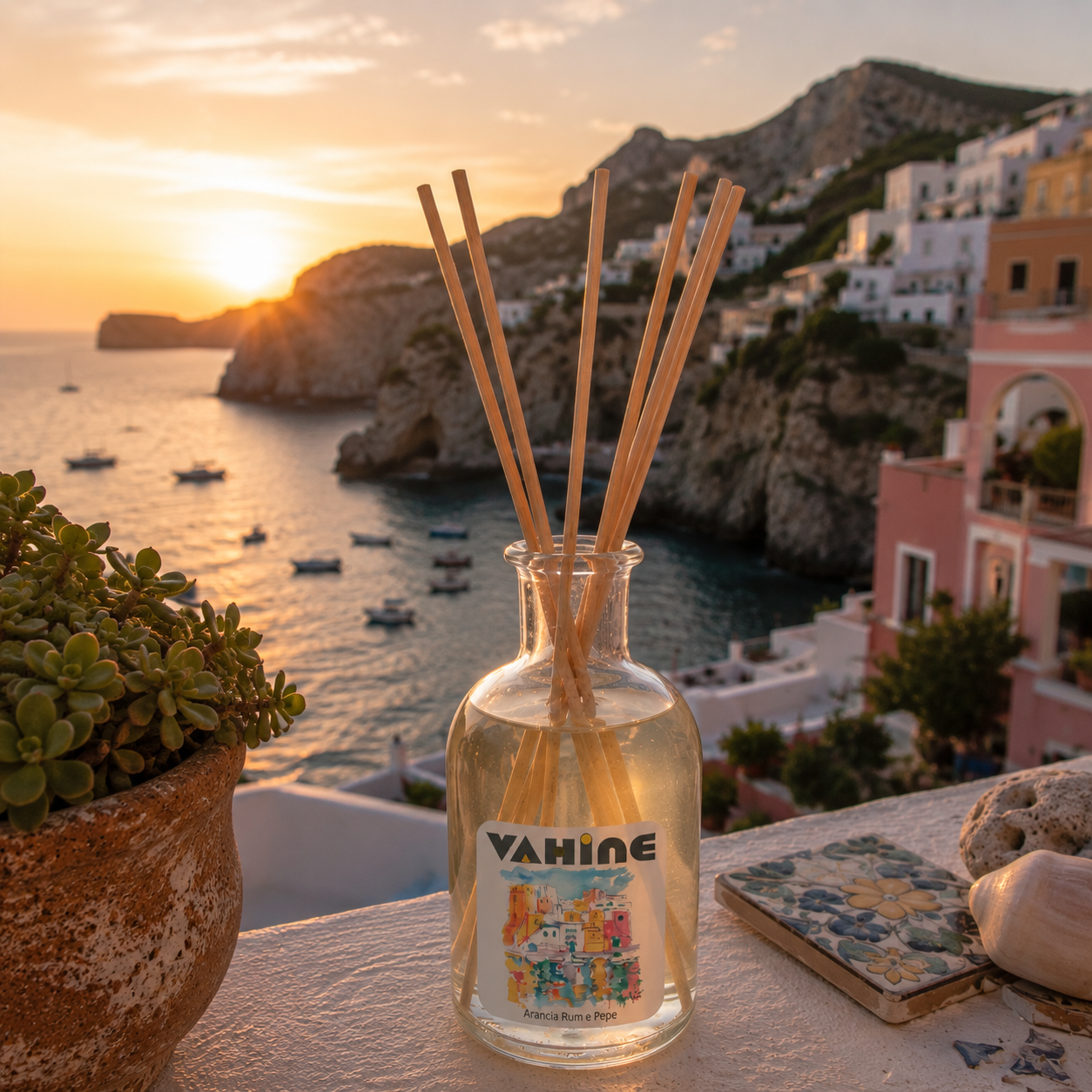 VAHINE Porto Borbonico Rum, Arancia &amp; Pepe Nero 250ml - profumatore ambiente con bastoncini