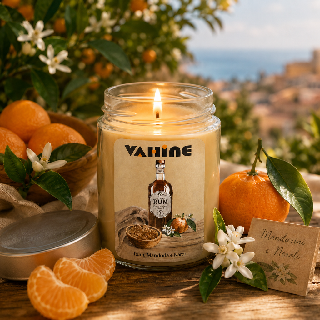 VAHINE Rum, Mandorle, Neroli 275g - candela profumata