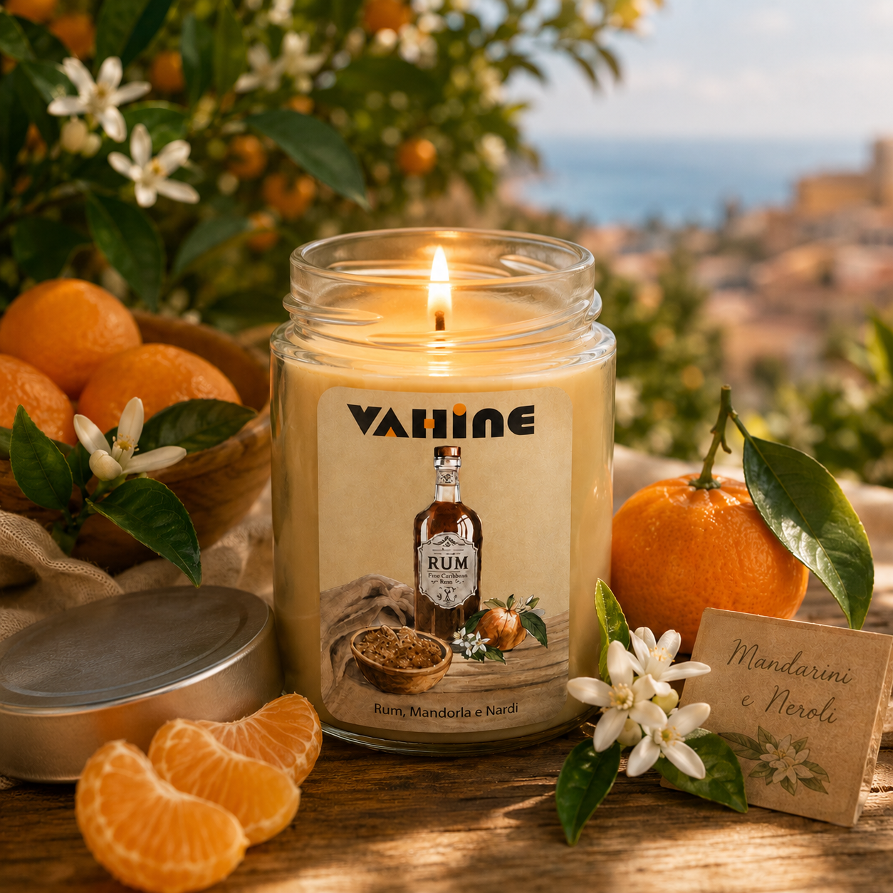 VAHINE Rum, Mandorle, Neroli 275g - candela profumata