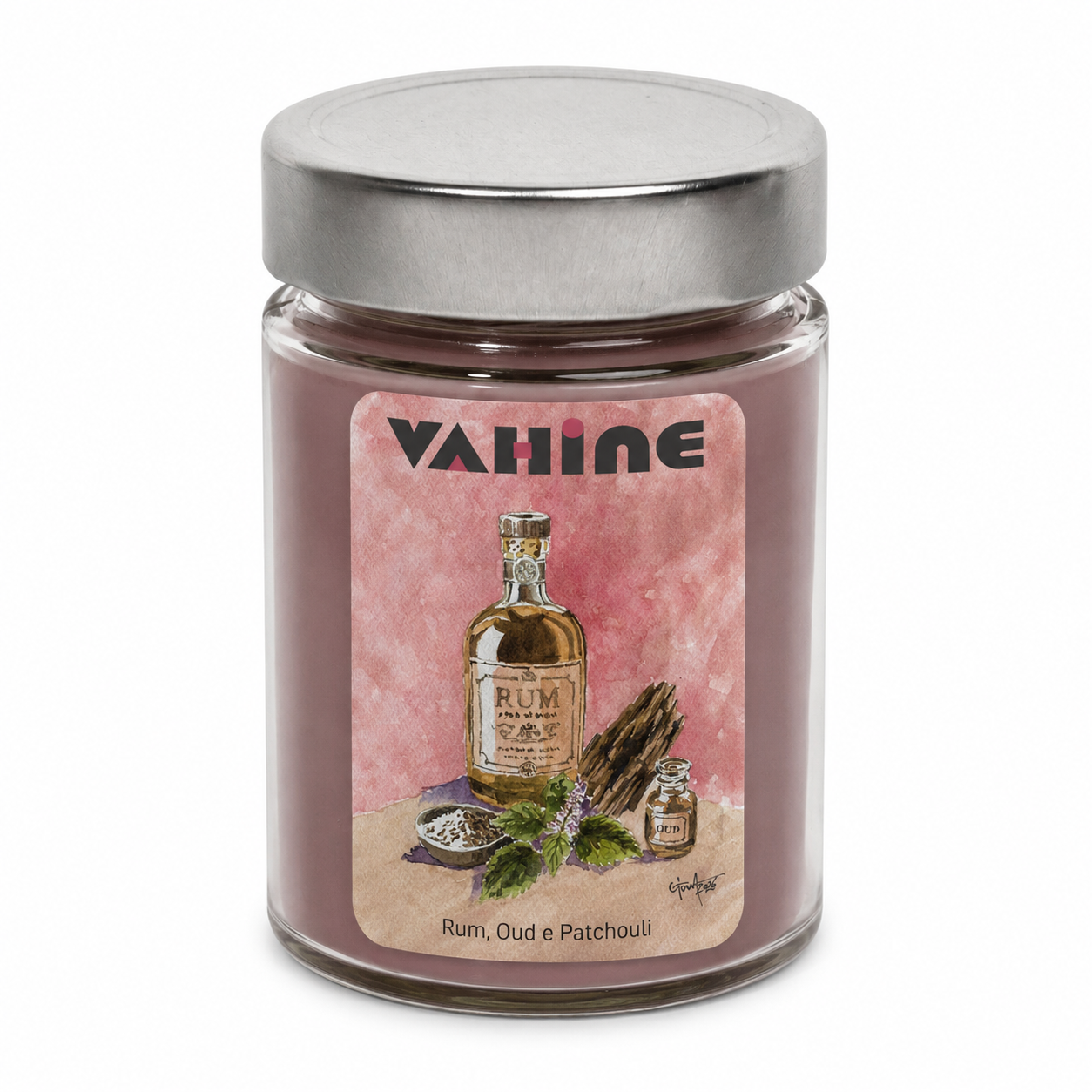 VAHINE Rum, Oud, Patchouli 275g - candela profumata