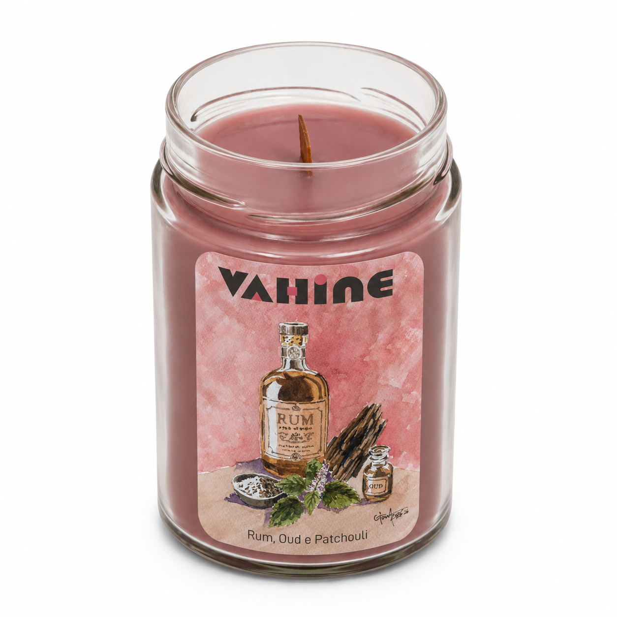 VAHINE Rum, Oud, Patchouli 275g - candela profumata