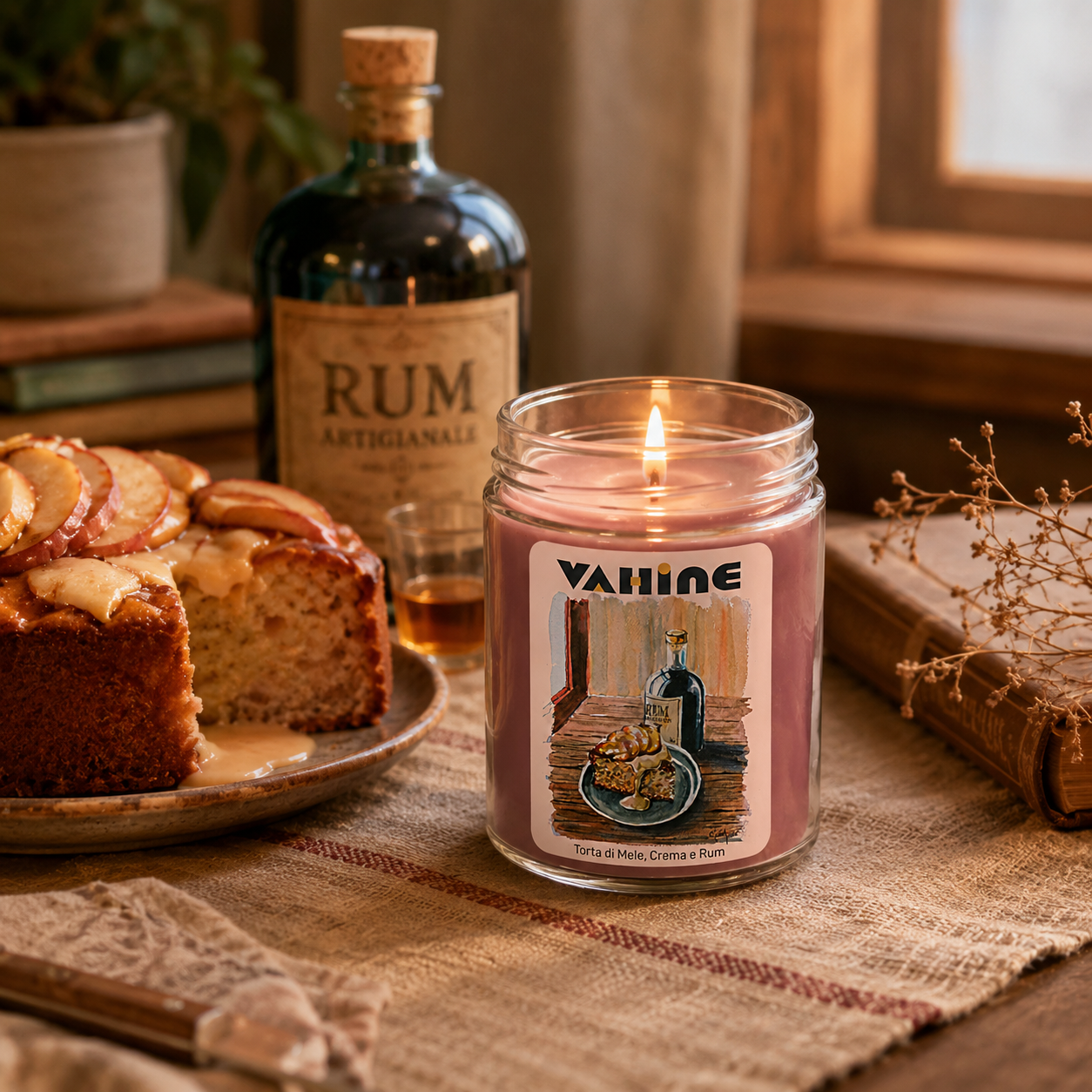 VAHINE Torta di mele, Crema e Rum 275g - candela profumata