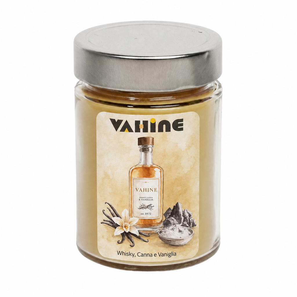 VAHINE Whisky, Cenere, Vaniglia 275g - candela profumata