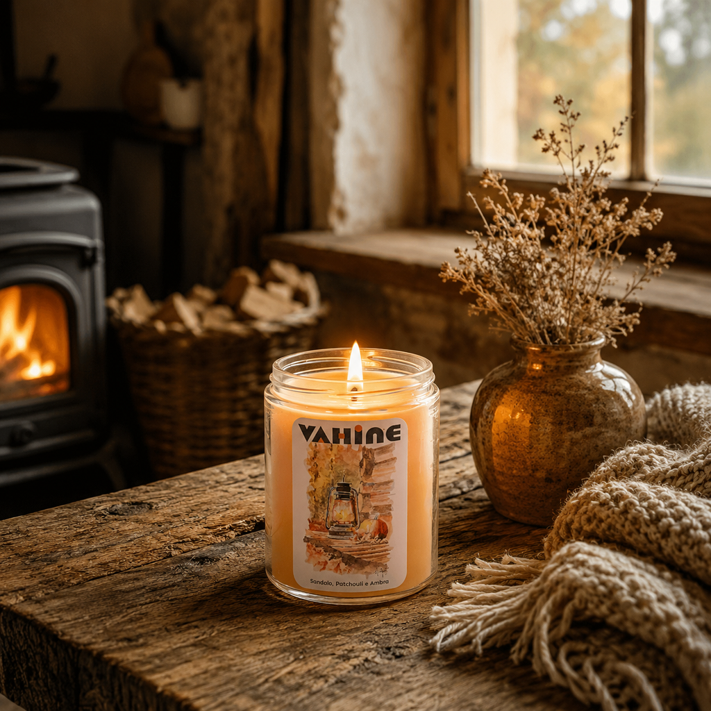 VAHINE Lanterne d'Irlanda Sandalo, Patchouli & Ambra 275g - candela profumata