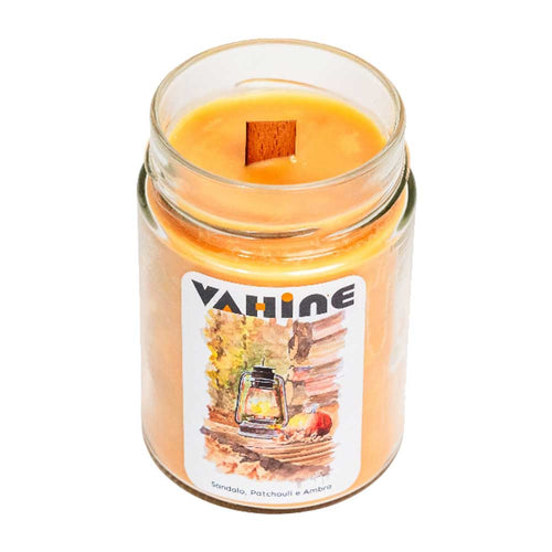 VAHINE "Lanterne d'Irlanda" Sandalo, Patchouli & Ambra  275g - candela profumata con stoppino in legno