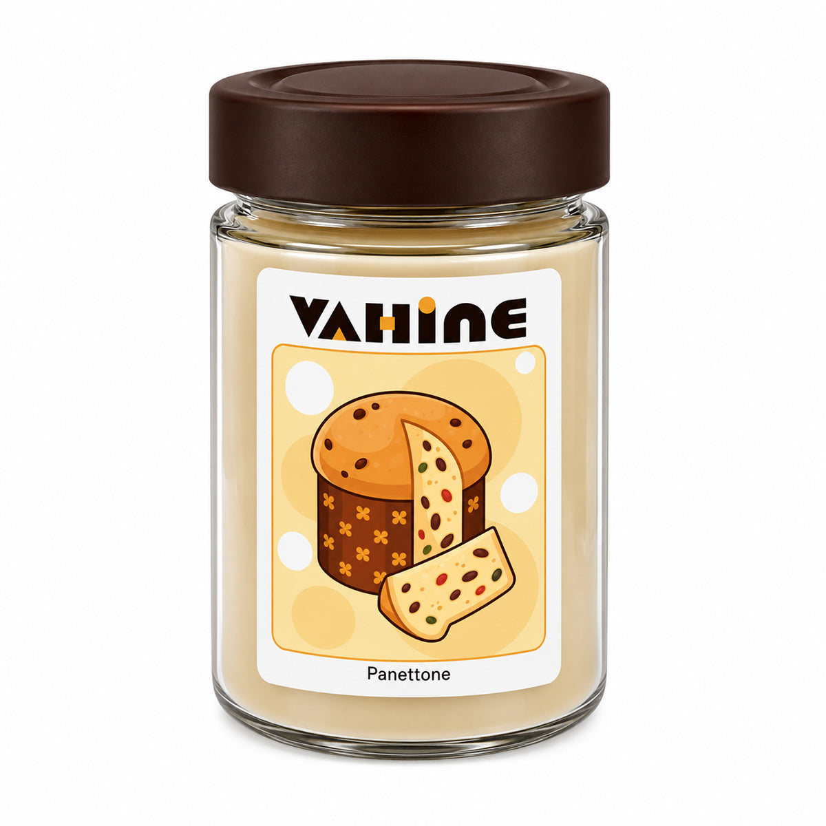 VAHINE “Panettone” 275g - candela profumata con stoppino legno