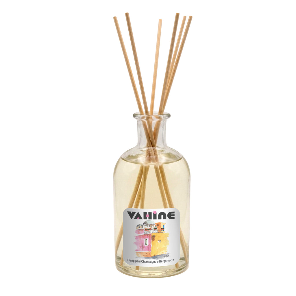 VAHINE Piazza Chiesa Frangipani, Champagne & Bergamotto 250ml - profumatore ambiente con bastoncini