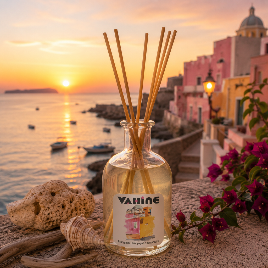 VAHINE Piazza Chiesa Frangipani, Champagne & Bergamotto 250ml - profumatore ambiente con bastoncini