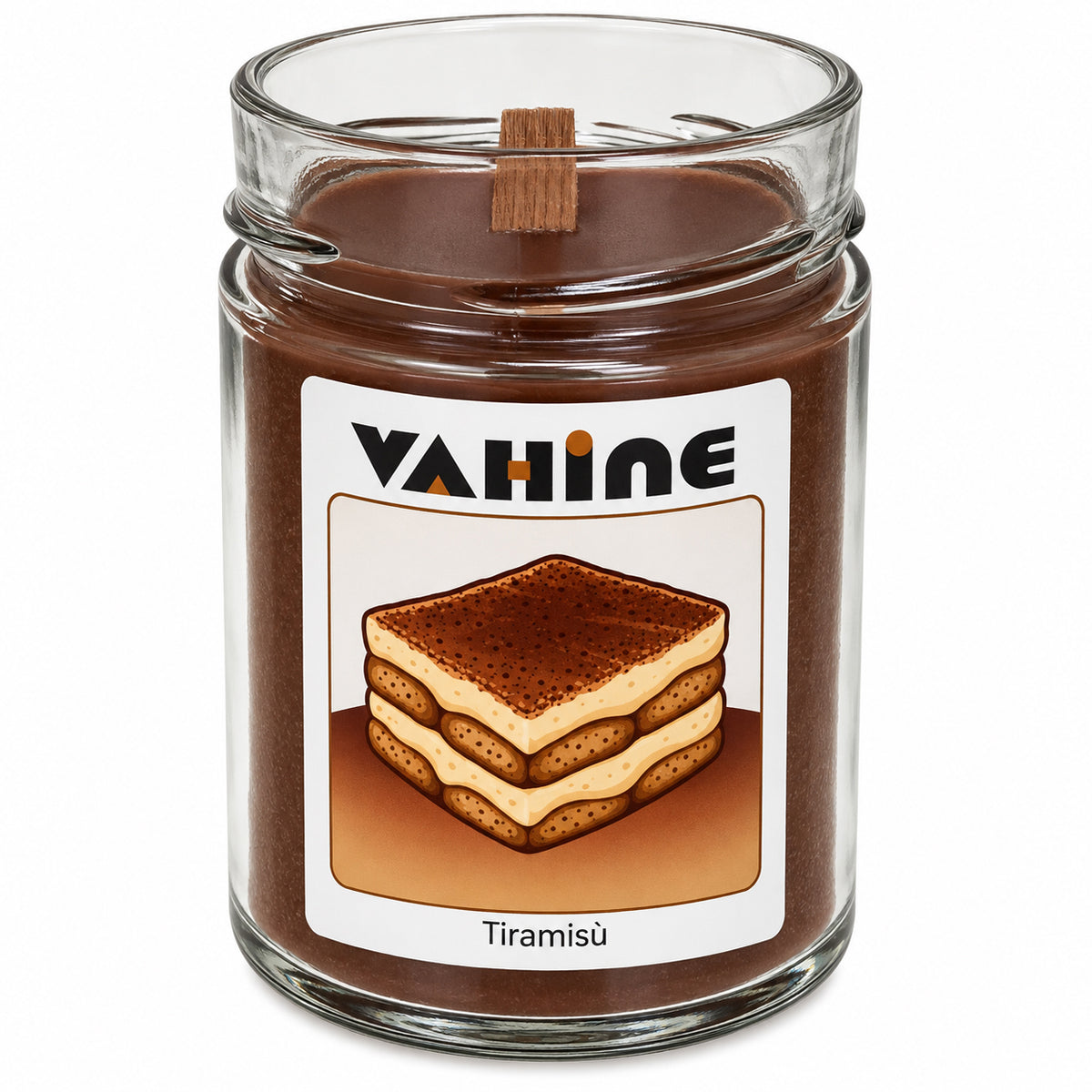 VAHINE “Tiramisù” 275g - candela profumata con stoppino in legno
