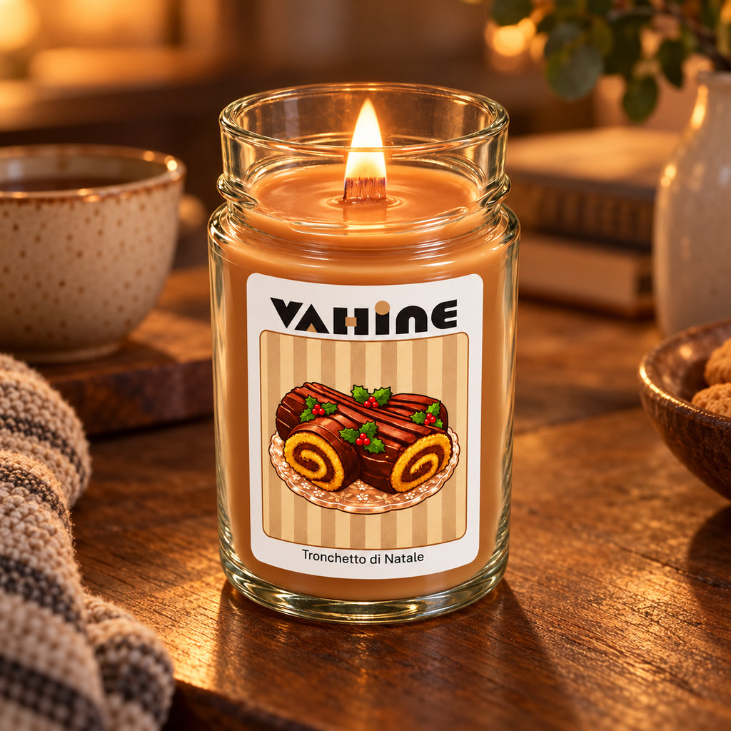 VAHINE "Tronchetto di Natale" 275g - candela profumata con stoppino in legno